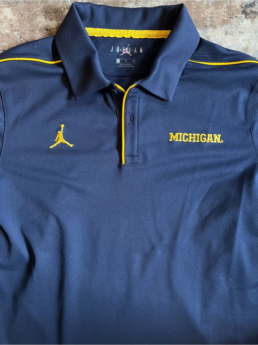 Jordan x Michigan Men's Navy Polo Shirt